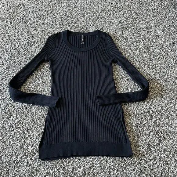 NEW Athleta Black Lincoln Park Sweater Ribbed Knit Scoop Neck Size XS NEW - Picture 2 of 5